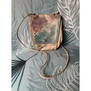 Fancy Nancy Hand Painted Vintage Leather Shoulder Bag Purse MCM 80’s